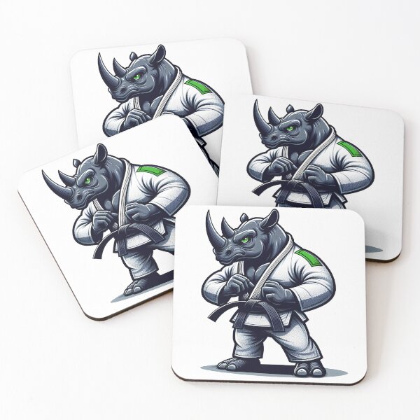 Aperçu de l'œuvre Rhinocéros BJJ — Combattant en Kimono Ceinture Noire créée et vendue par CLC54.