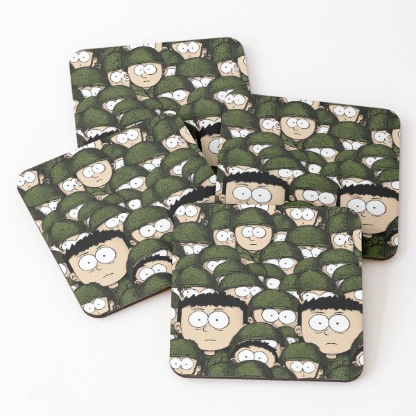 Item preview, Dense Crowd of Surprised Cartoon Soldiers Pattern designed and sold by Piotrek0001.