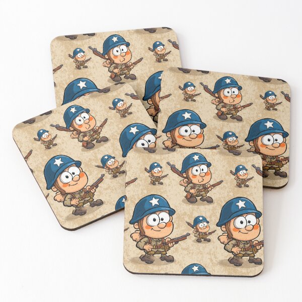 Item preview, Retro Cartoon Soldiers with Blue Helmets Pattern designed and sold by Piotrek0001.