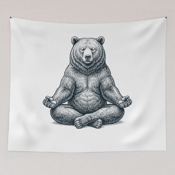 Item preview, Vintage Bear Yoga Lotus Meditation Lover designed and sold by DoodleTortle.