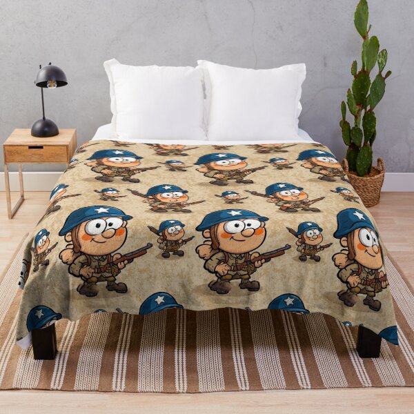 Item preview, Retro Cartoon Soldiers with Blue Helmets Pattern designed and sold by Piotrek0001.