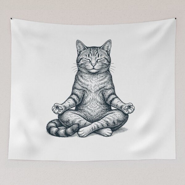 Item preview, Vintage Cat Yoga Lotus Meditation Lover designed and sold by DoodleTortle.