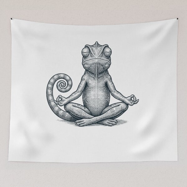 Item preview, Vintage Chameleon Yoga Lotus Meditation Lover designed and sold by DoodleTortle.