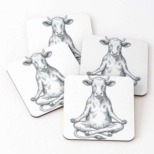 Aperçu de l'œuvre Vache Vintage Yoga Lotus Méditation Amoureux Fermier créée et vendue par DoodleTortle.