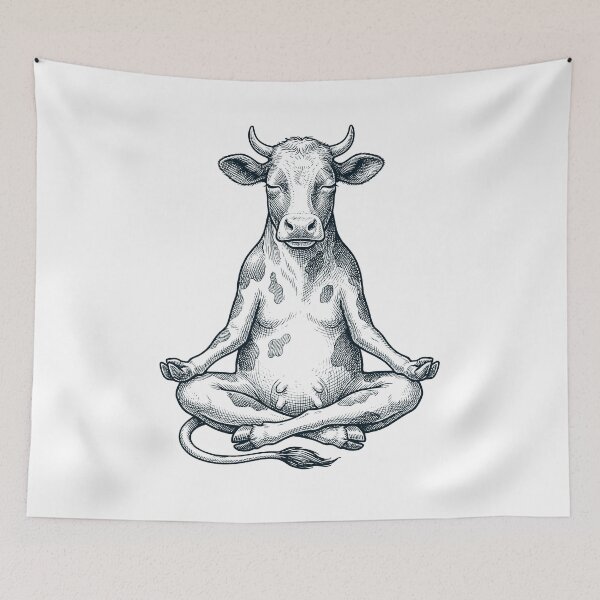 Item preview, Vintage Cow Yoga Lotus Meditation Lover Farmer designed and sold by DoodleTortle.
