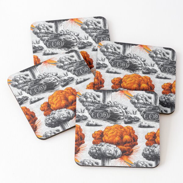 Item preview, Giant Explosion and Battle Tanks Illustration Pattern designed and sold by Piotrek0001.
