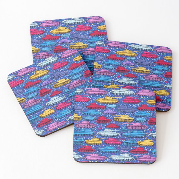 Item preview, Colorful Neon Tanks and Stars Dark Blue Pattern designed and sold by Piotrek0001.