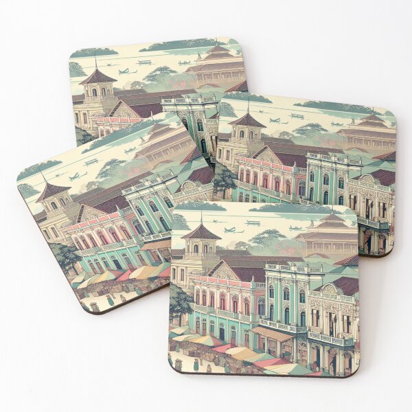Item preview, Granada Nicaragua Ukiyo-e Inspired Cityscape – Colonial Architecture & Lake Nicaragua designed and sold by Vandy Fullam.