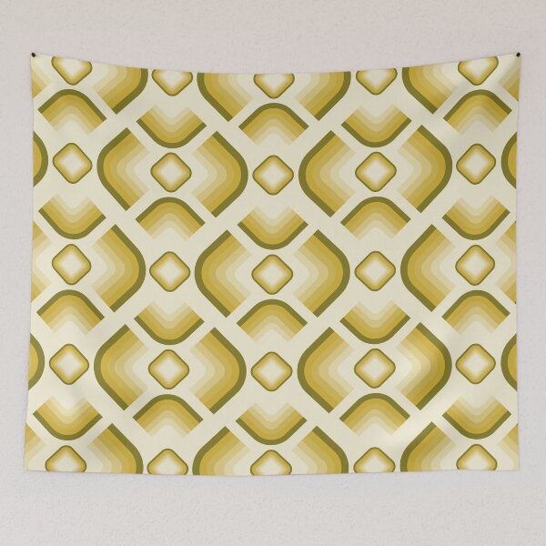 Item preview, Mid Century Modern Retro Geometric Pattern – 70s Diamond - Mustard gold and olive green designed and sold by JMgraphic.