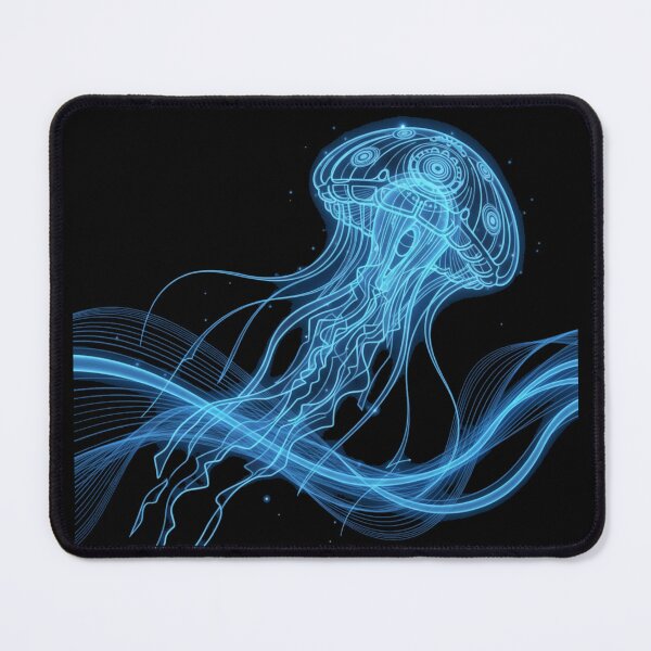 Item preview, Luminous Pulse Neon Blue Jellyfish Waves 3D Art designed and sold by FiveBlessings.
