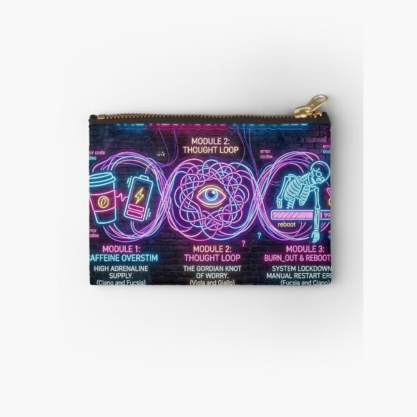Item preview, Funny Neurosis Modules Burnout To Do List Overthinking Glitch Neon Art designed and sold by Neon & Neurosis.