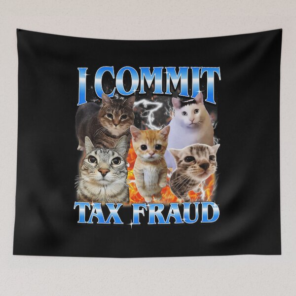 Item preview, I Commit Tax Fraud Funny Cat Meme Chaotic Kitten Collage designed and sold by tadmercado.