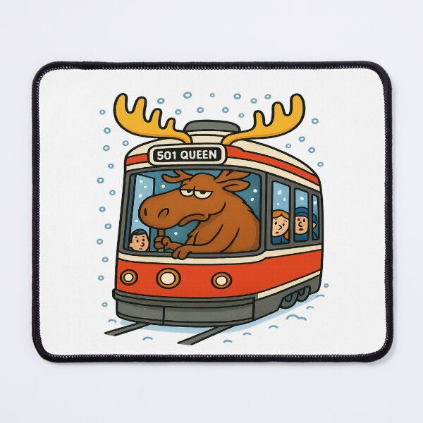 Item preview, Funny Moose Tram 501 Queen Cartoon – Cute Winter Commuter Animal Illustration designed and sold by Globalcitytees.