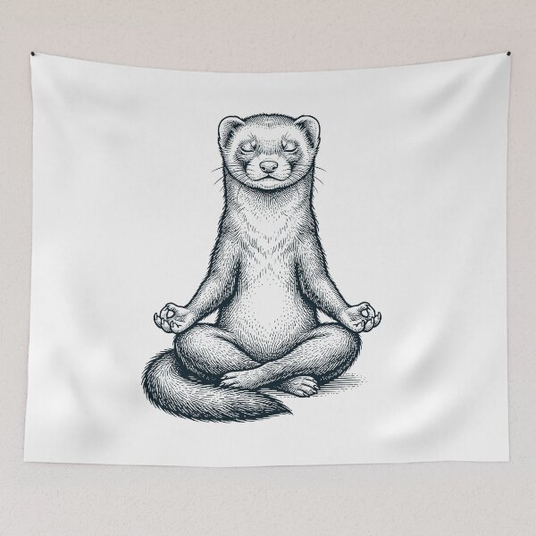 Item preview, Vintage Ferret Yoga Lotus Meditation Lover designed and sold by DoodleTortle.