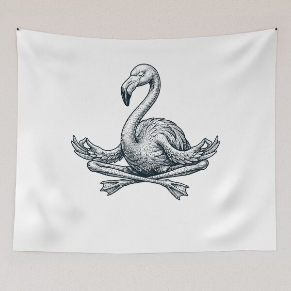 Item preview, Vintage Flamingo Yoga Lotus Meditation Lover designed and sold by DoodleTortle.