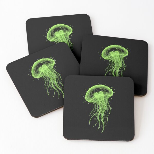 Item preview, Neon Green Glitchy Translucent Gummy Jellyfish Art designed and sold by FiveBlessings.