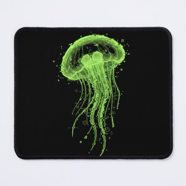 Item preview, Neon Green Glitchy Translucent Gummy Jellyfish Art designed and sold by FiveBlessings.