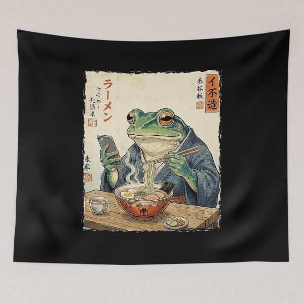 Item preview, Grumpy Frog Ramen Japanese Style Funny Illustration designed and sold by titanlevi.
