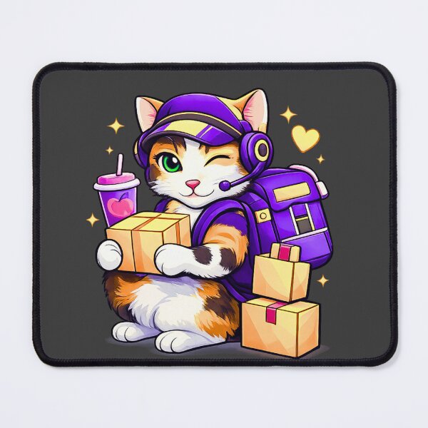 Item preview, Courier Princess Cat- Cute Delivery Kitty with Purple Backpack designed and sold by Mishco courier co.