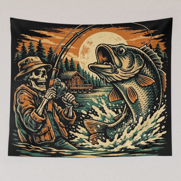 Item preview, Fishing Isn’t Just a Hobby, It’s Where I Find Myself – Vintage Skeleton Fishing Retro Graphic Tee designed and sold by Styliogellery.