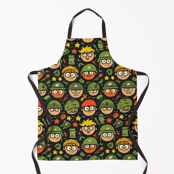 Item preview, Floating Cartoon Soldier Heads and Stars Dark Pattern designed and sold by Piotrek0001.