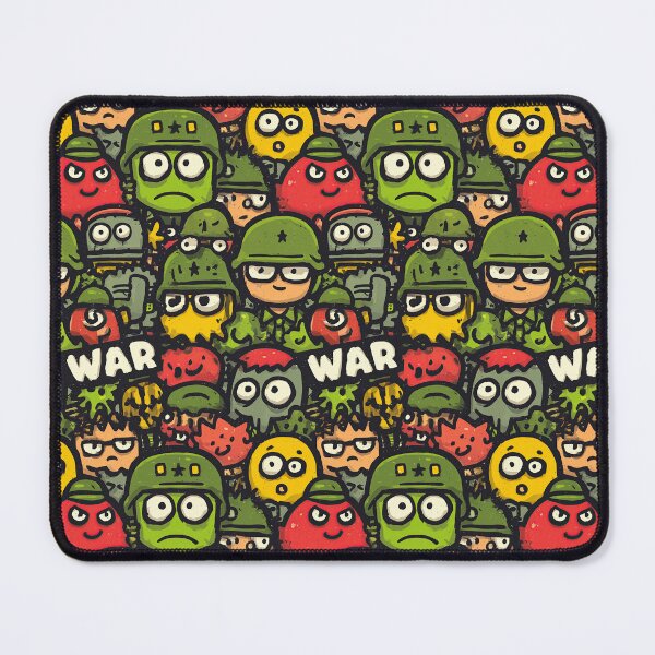 Item preview, Crazy Cartoon Soldier Faces and War Text Pattern designed and sold by Piotrek0001.
