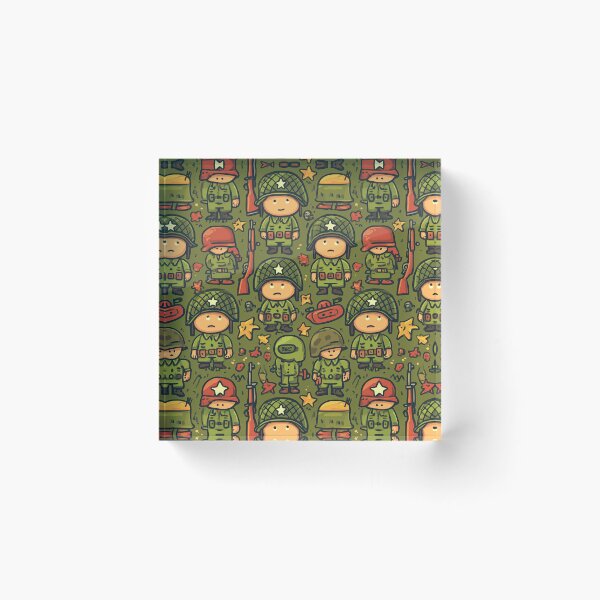 Item preview, Doodle Army Soldiers Tanks and Rifles Green Pattern designed and sold by Piotrek0001.