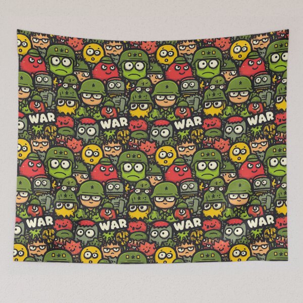 Item preview, Crazy Cartoon Soldier Faces and War Text Pattern designed and sold by Piotrek0001.
