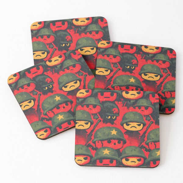 Item preview, Moody Red and Green Soldier Helmets Dark Pattern designed and sold by Piotrek0001.