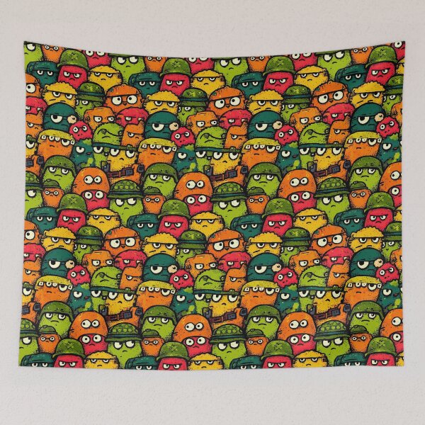 Item preview, Bright Colorful Packed Cartoon Soldier Faces Pattern designed and sold by Piotrek0001.