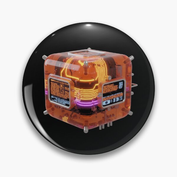 Artikelvorschau, Durchscheinender orangefarbener Retro-Tech-Geleewürfel (3D-Kunst) entworfen und verkauft von FiveBlessings.
