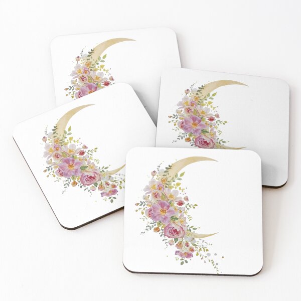 Item preview, Moon and pink flowers designed and sold by uunaa.