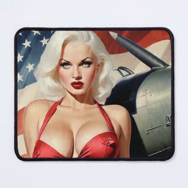 Item preview, Vintage WWII Pin-Up Girl Aviation Art – Patriotic Nose Art Style Bomber Babe Illustration designed and sold by MissSaylor.