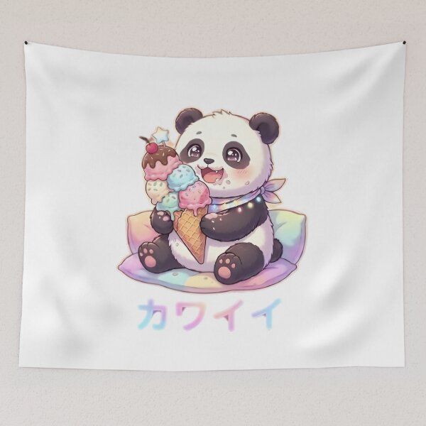 Item preview, Kawaii Anime Panda eating Ice Cream designed and sold by WalterAdd.
