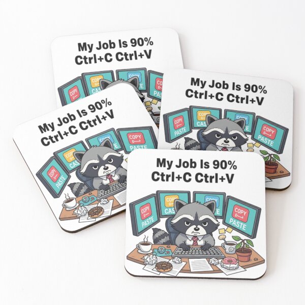 Item preview, Copy Paste Life | Funny Raccoon Work Meme Sticker designed and sold by ZekoStick.