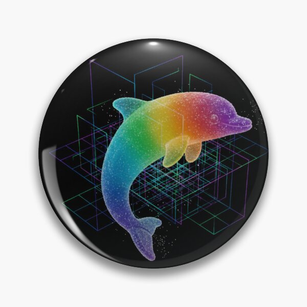 Item preview, Vibrant Gummy Dolphin Multi-Color Tech Grid 3D Art designed and sold by FiveBlessings.