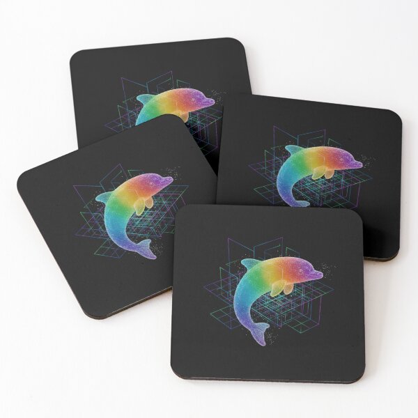 Item preview, Vibrant Gummy Dolphin Multi-Color Tech Grid 3D Art designed and sold by FiveBlessings.