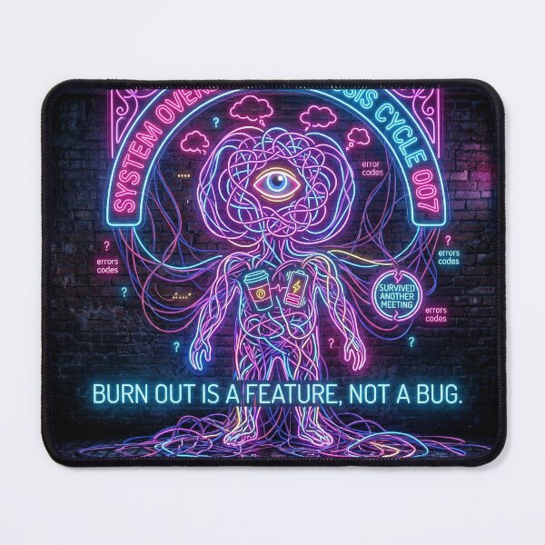Item preview, Funny Neurosis Cycle 007 Burnout To Do List Overthinking Glitch Neon Art designed and sold by Neon & Neurosis.