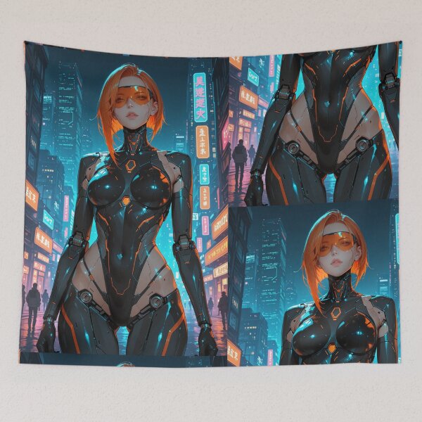 Item preview, Orange Visor – Cyberpunk City Anime Illustration designed and sold by Planet Utoppia.