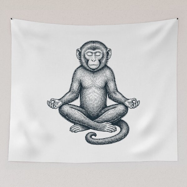 Item preview, Vintage Monkey Yoga Lotus Meditation Lover designed and sold by DoodleTortle.