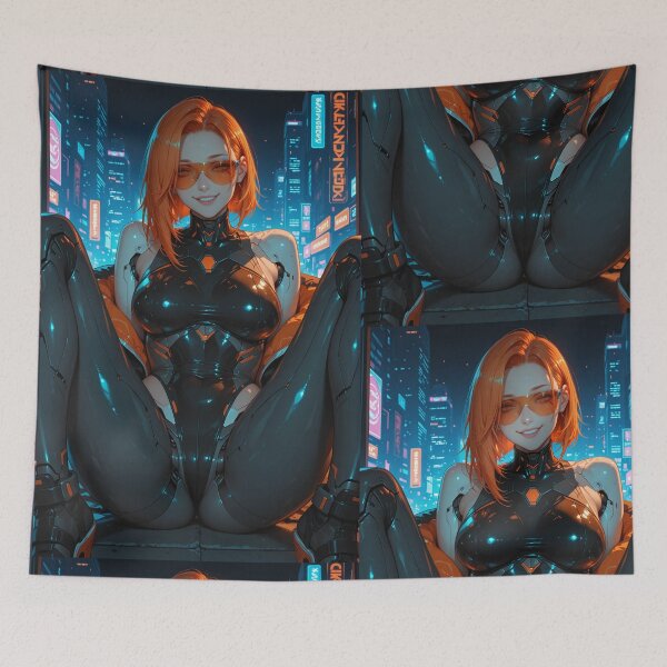 Item preview, Neon Protocol – Cyberpunk Android Anime Art Print designed and sold by Planet Utoppia.
