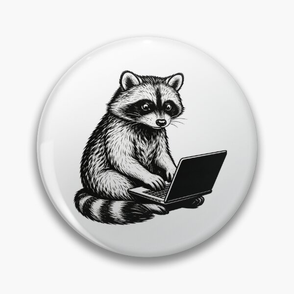 Item preview, Raccoon Working on Laptop Line Art designed and sold by HavuNordicShop.