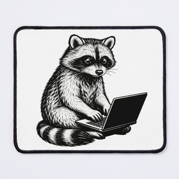 Item preview, Raccoon Working on Laptop Line Art designed and sold by HavuNordicShop.
