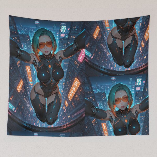 Item preview, Orange Visor – Cyberpunk City Anime Illustration designed and sold by Planet Utoppia.
