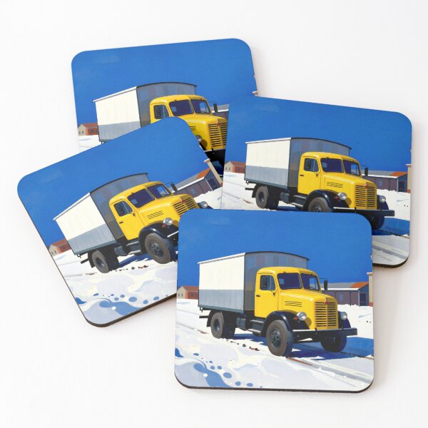 Item preview, Yellow Vintage Truck in a Minimalist Winter Town designed and sold by Gabi.Media.