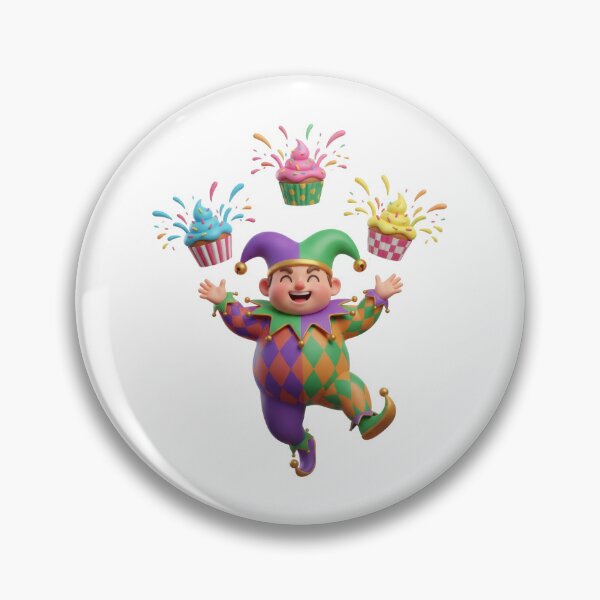 Item preview, Happy jester character and fool juggling colorful cupcakes designed and sold by Jdee23.