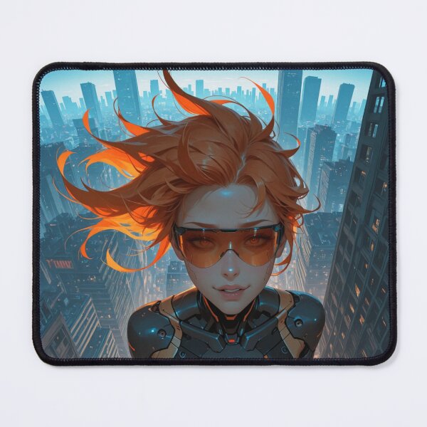 Item preview, Orange Visor – Cyberpunk City Anime Illustration designed and sold by Planet Utoppia.