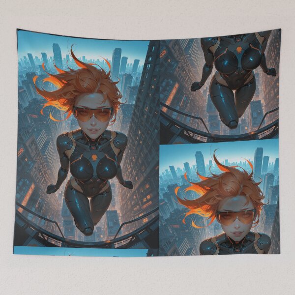Item preview, Orange Visor – Cyberpunk City Anime Illustration designed and sold by Planet Utoppia.