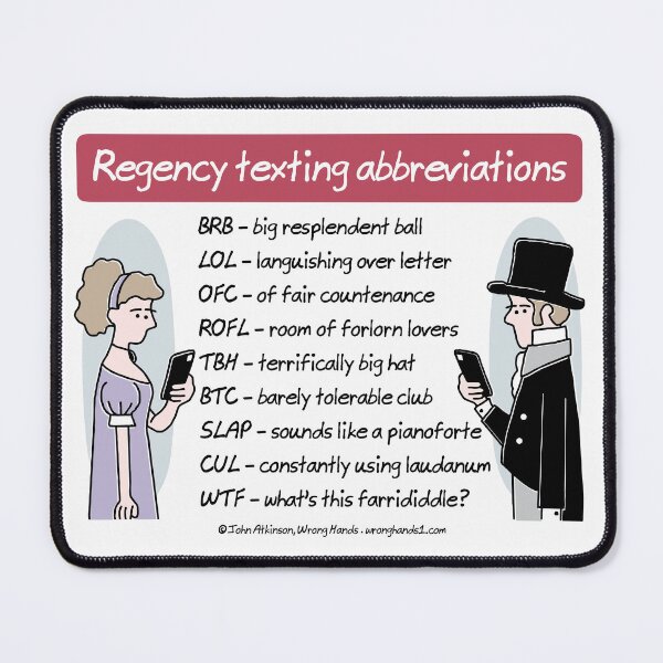 Item preview, Regency texting abbreviations designed and sold by WrongHands.