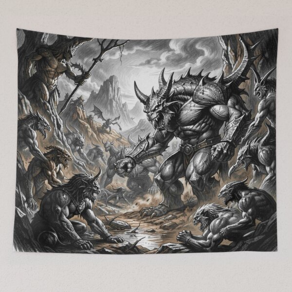Item preview, Epic Demon Army Rising in a Dark Canyon – Powerful Fantasy Battle Artwork designed and sold by FotoworldEdel.